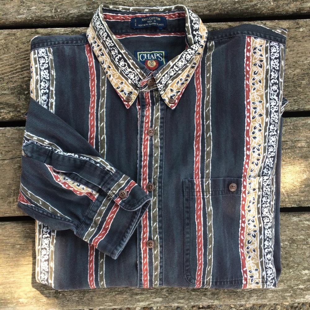 VTG 90s Button Down Funky Stripes Grunge